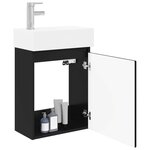 vidaXL Meuble de salle de bain avec robinet Noir 45 5 x 22 5 x 84 cm