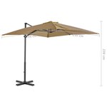 vidaXL Parasol en porte-à-faux et mât en aluminium 250x250 cm Taupe