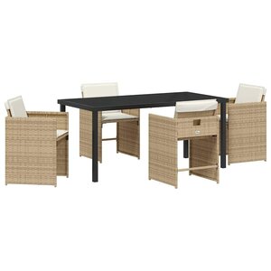 vidaXL Ensemble de salle à manger pour jardin 5 Pièces Beige Poly rotin