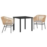 vidaXL Ensemble de salle à manger pour jardin 3 Pièces Marron Poly rotin