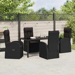 vidaXL Ensemble de salle à manger pour jardin 5 Pièces Noir polyrotin