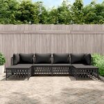 vidaXL Salon de jardin avec coussins 6 Pièces anthracite acier