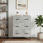 vidaXL Armoire à tiroirs Gris béton 66 x 34 5 x 89 5 cm