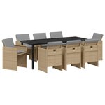 vidaXL Ensemble de salle à manger pour jardin 9 Pièces Beige polyrotin