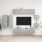 vidaXL Ensemble de meubles TV 8 Pièces Gris béton Bois d'ingénierie