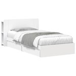 vidaXL Cadre de lit avec rangement Blanc 75 x 190 cm Bois d'ingénierie