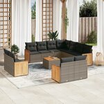 vidaXL Salon de jardin avec coussins 12 Pièces gris résine tressée
