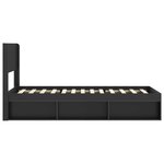 vidaXL Cadre de lit avec rangement et tête de lit Noir 90 x 190 cm