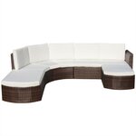 vidaXL Salon de jardin 4 Pièces avec coussins Résine tressée Marron