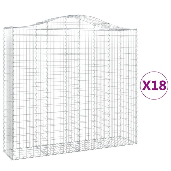 vidaXL Paniers à gabions arqués 18 Pièces 200x50x180/200 cm Fer galvanisé