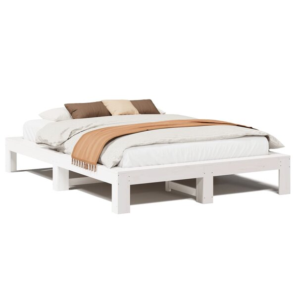 vidaXL Cadre de lit sans matelas blanc 140x200 cm bois de pin massif