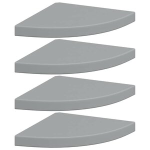 vidaXL Étagères d'angle flottantes 4 Pièces gris 35x35x3 8 cm MDF