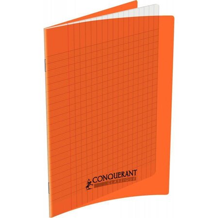 Cahier 60 pages seyès 90 g  couverture polypropylène orange  format 17 x 22 cm  CONQUERANT