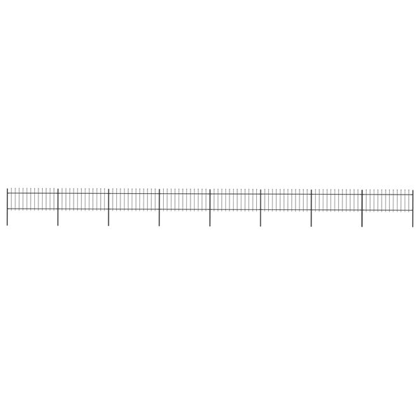 vidaXL Clôture de jardin avec dessus en lance Acier 13 6 x 0 8 m Noir