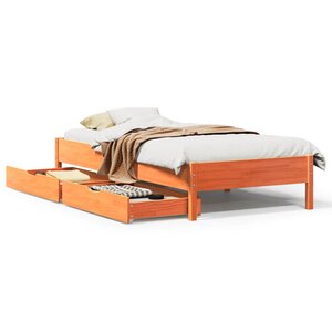 vidaXL Cadre de lit sans matelas cire marron 75x190 cm bois pin massif