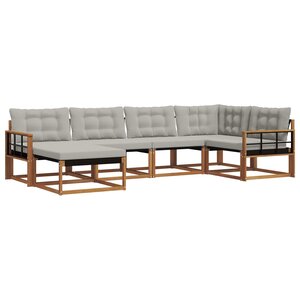 vidaXL Ensemble de canapés d'extérieur 6 pc Gris Naturel et Clair