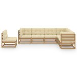 vidaXL Salon de jardin 7 Pièces avec coussins Marron miel Bois de pin