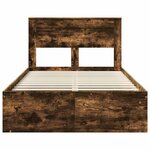 vidaXL Cadre de lit avec matelas Chêne fumé 120 x 190 cm Pin massif