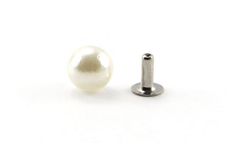 Perle nacrée pour customiser textile avec rivet 6mm 30 pièces