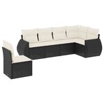 vidaXL Salon de jardin 6 Pièces avec coussins noir résine tressée