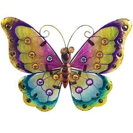 Papillon de décoration murale 21 x 24 cm - modèle multicolore