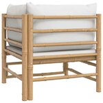vidaXL Canapé d'angle de jardin avec coussins gris clair bambou