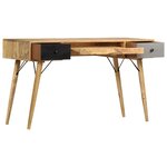 vidaXL Bureau avec tiroirs 130x50x80 cm Bois solide de manguier