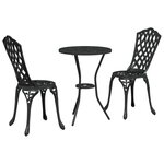 vidaXL Ensemble bistro de jardin 3 pc Noir Aluminium