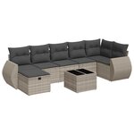 vidaXL Salon de jardin 8 Pièces avec coussins gris clair résine tressée