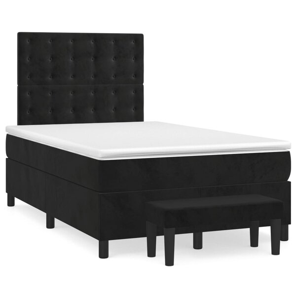 vidaXL Sommier à lattes de lit avec matelas Noir 120x200 cm Velours