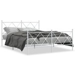 vidaXL Cadre de lit métal sans matelas et pied de lit blanc 150x200 cm
