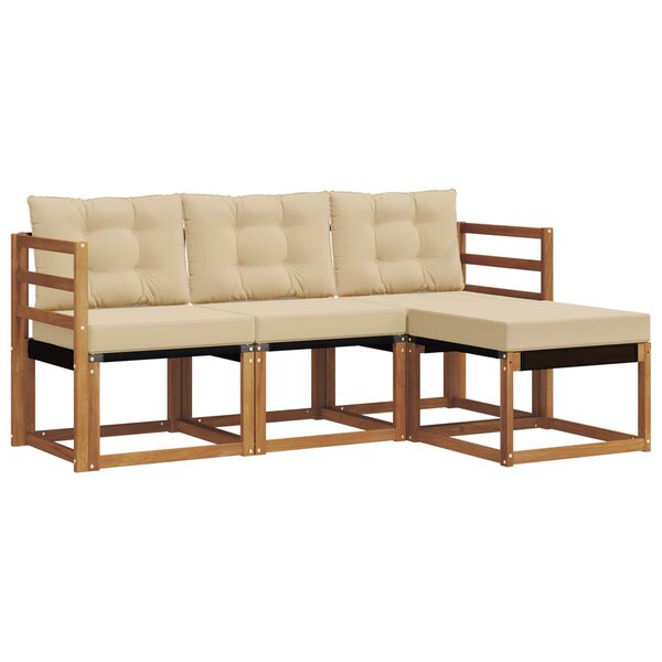 vidaXL Ensemble de canapés d'extérieur 4 pc Naturel et Beige