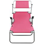 vidaXL Chaise longue avec auvent acier rose