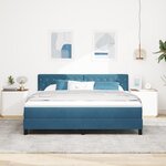 Lit à ressort avec matelas vidaXL Bleu foncé Super King Velours