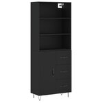 vidaXL Buffet haut Noir 69 5x34x180 cm Bois d'ingénierie