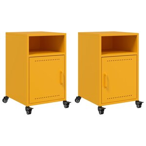vidaXL Tables de chevet 2 Pièces jaune moutarde 36x39x59 cm acier