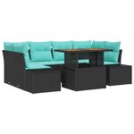 vidaXL Ensemble de salle à manger pour jardin 7 Pièces Noir et Sarcelle