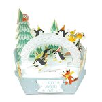 Carte de voeux noël pop up 3d - pingouins - draeger paris