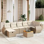 vidaXL Salon de jardin avec coussins 8 Pièces beige résine tressée