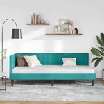 vidaXL Cadre de lit d'angle Turquoise 80 cm x 200 cm Velours