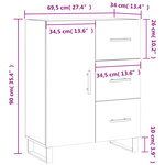 vidaXL Buffet gris béton 69 5x34x90 cm bois d'ingénierie