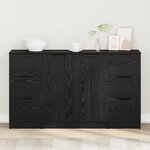 vidaXL Buffet 3 Pièces Chêne noir 121 x 30 x 70 cm Bois d'ingénierie