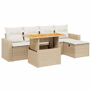vidaXL Salon de jardin avec coussins 6 Pièces beige résine tressée