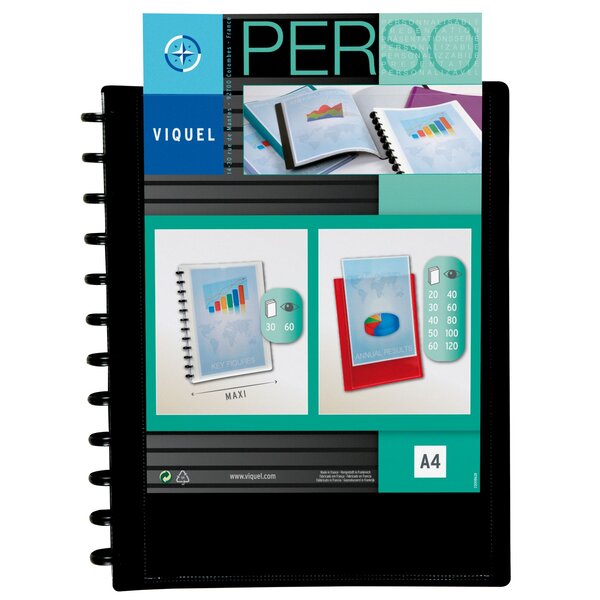 Protège-documents personnalisable viquel géode polypropylène opaque a4 30 pochettes noir