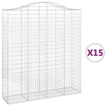 vidaXL Paniers à gabions arqués 15 Pièces 200x50x220/240 cm Fer galvanisé