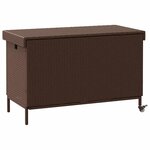 vidaXL Boîte de rangement de jardin et roues marron résine tressée