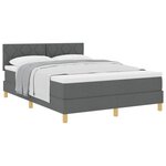vidaXL Lit à ressorts avec coussin Gris foncé 160 x 200 cm tissu