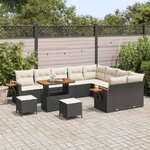 vidaXL Ensemble de canapé de jardin 12 Pièces Noir polyrotin