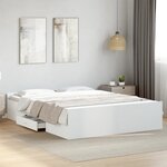 vidaXL Cadre de lit avec tiroirs sans matelas blanc 150x200 cm