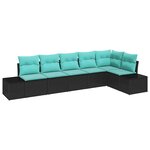 vidaXL Ensemble de canapé de jardin avec coussin 6 Pièces Noir polyrotin